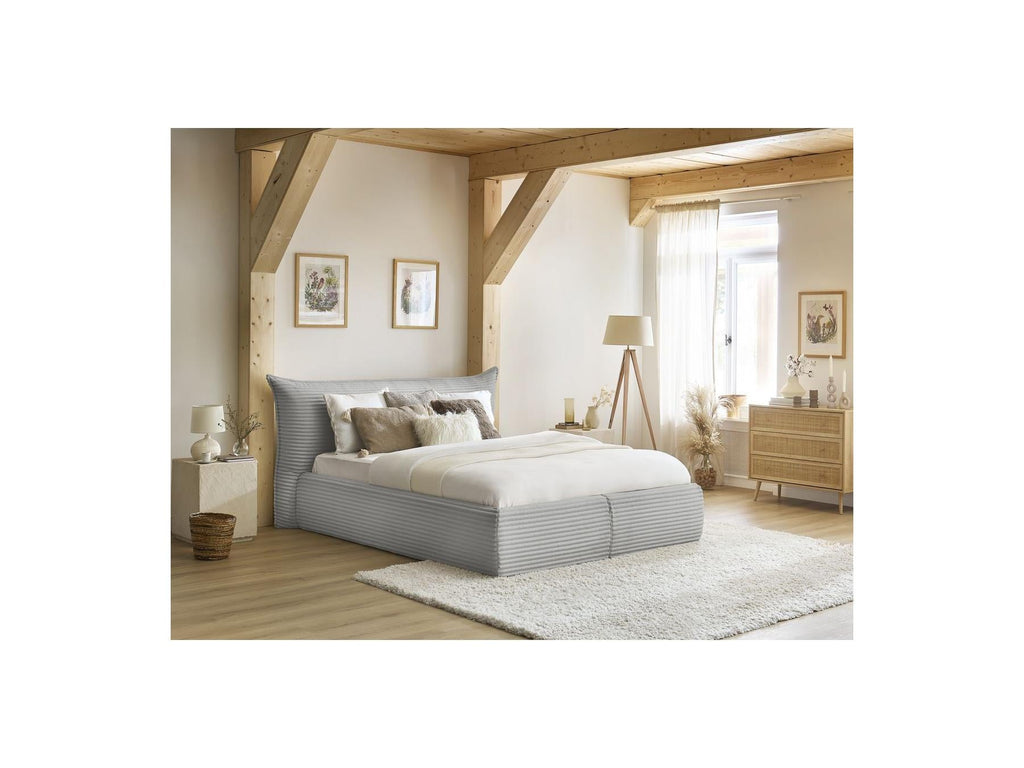 Jade - Lit Coffre Avec Tête De Lit Effet Oreiller - Gros Côtelé Doux