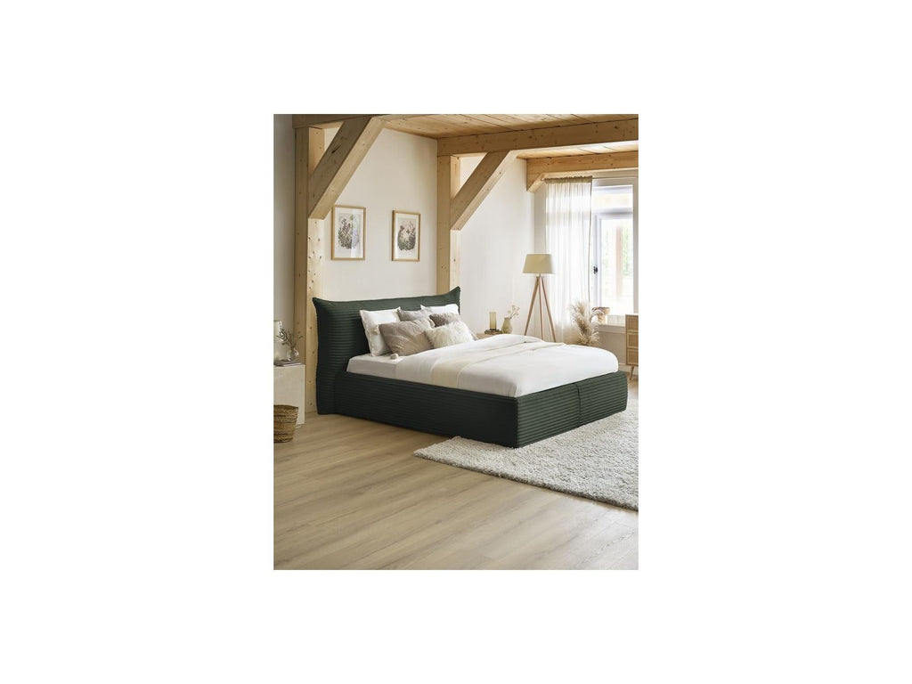 Jade - Lit Coffre Avec Tête De Lit Effet Oreiller - Gros Côtelé Doux