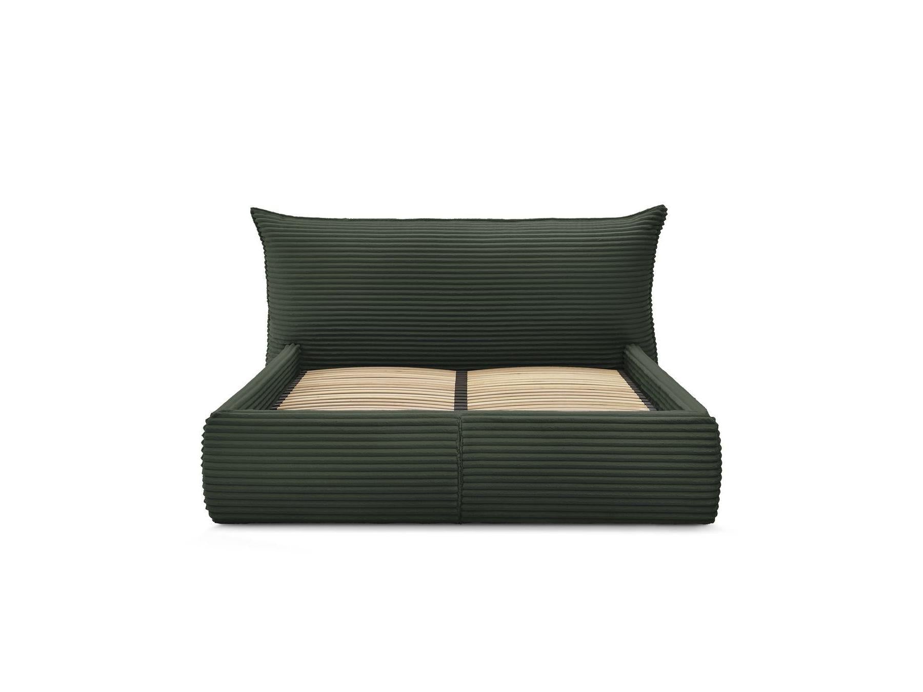 Jade - Lit Coffre Avec Tête De Lit Effet Oreiller - Gros Côtelé Doux