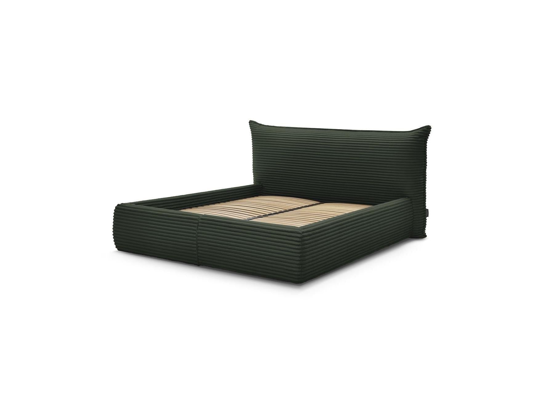 Jade - Lit Coffre Avec Tête De Lit Effet Oreiller - Gros Côtelé Doux