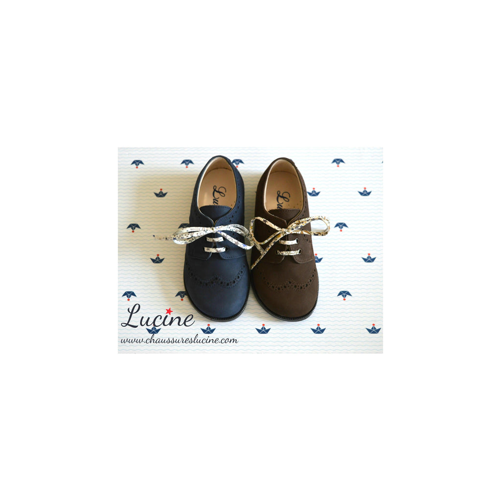 Chaussures Derbies Resistantes Enfant À Lacets Gabriel Bout Golf - Nubuck Bleu Marine - Mixte