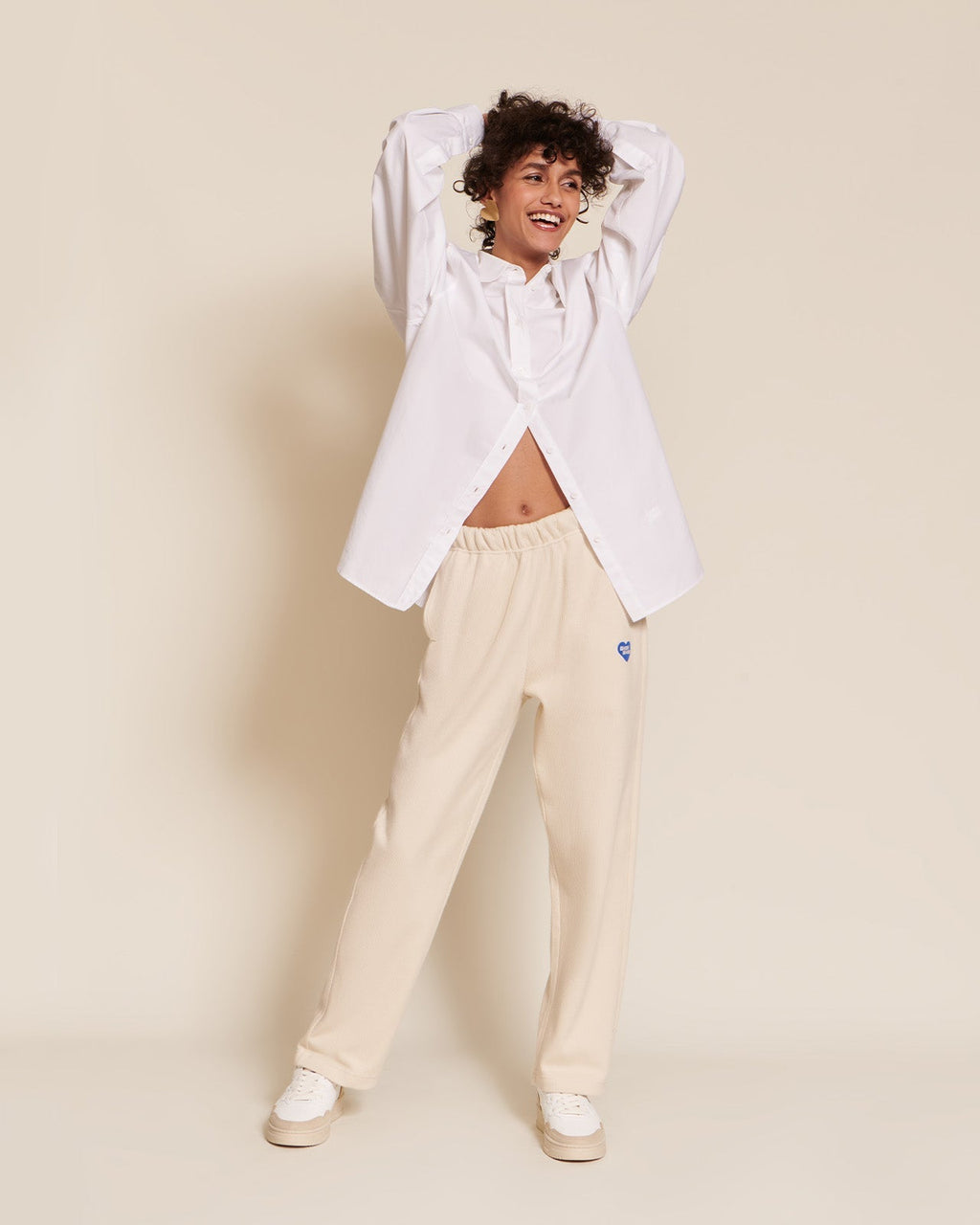 Le Pantalon Phoenix Unisexe En Coton Bio Côtelé - Craie