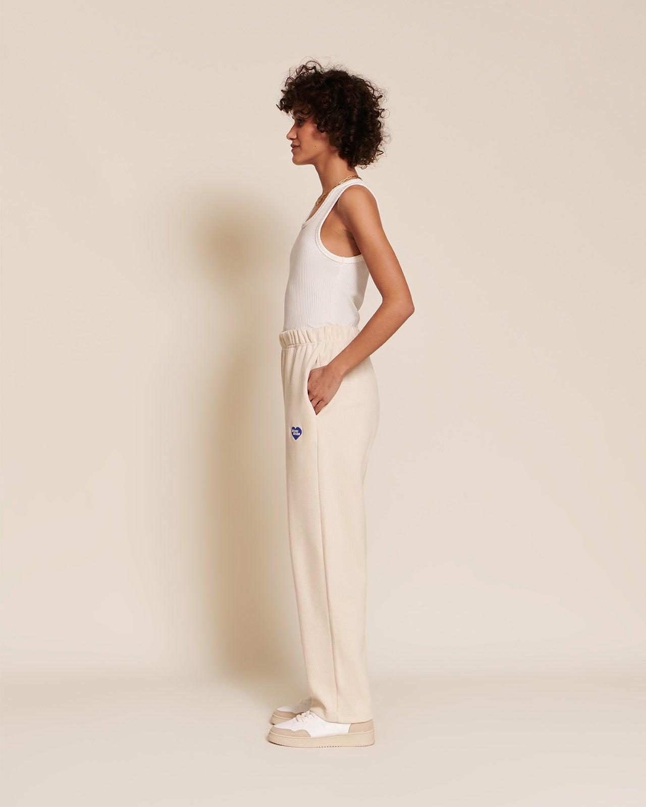 Le Pantalon Phoenix Unisexe En Coton Bio Côtelé - Craie