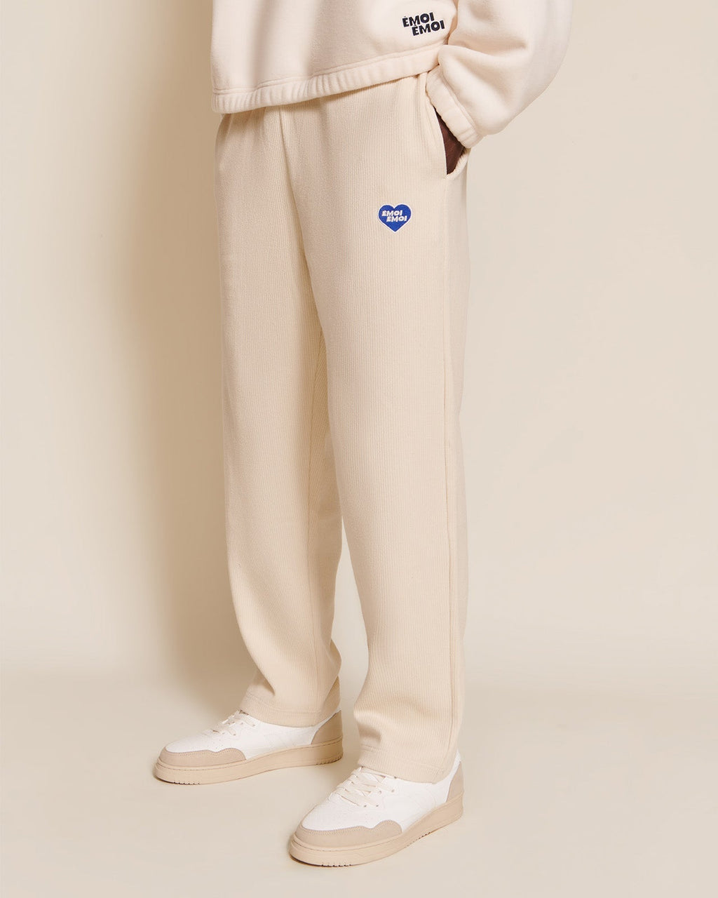 Le Pantalon Phoenix Unisexe En Coton Bio Côtelé - Craie