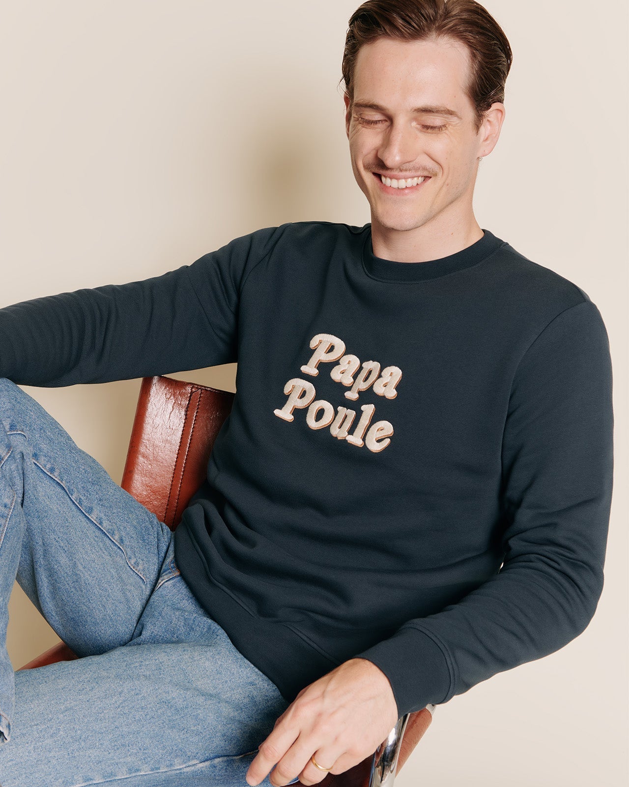Le Sweat Papa Poule En Coton Bio - Charbon