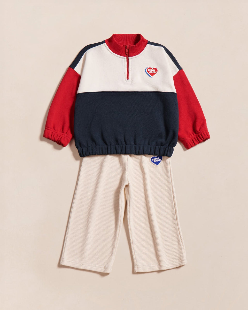 Le Sweat Sonny En Coton Bio Et Col Zippé - Bleu / Rouge