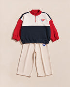 Le Sweat Sonny En Coton Bio Et Col Zippé - Bleu / Rouge