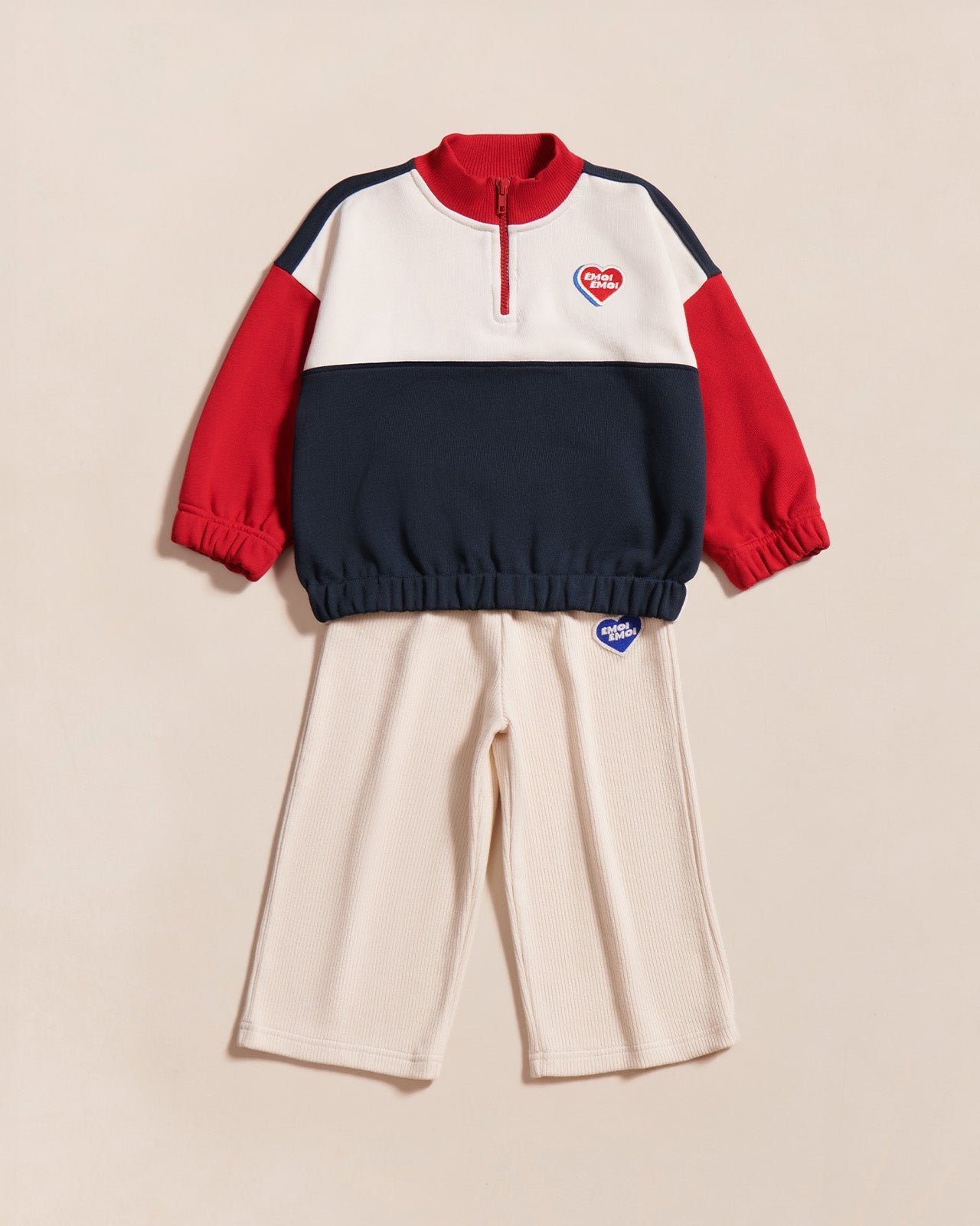 Le Sweat Sonny En Coton Bio Et Col Zippé - Bleu / Rouge