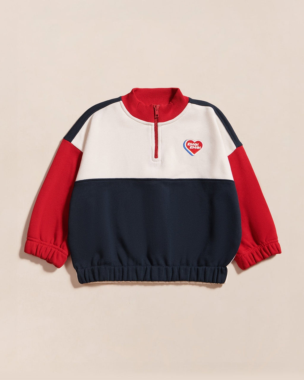 Le Sweat Sonny En Coton Bio Et Col Zippé - Bleu / Rouge
