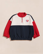 Le Sweat Sonny En Coton Bio Et Col Zippé - Bleu / Rouge
