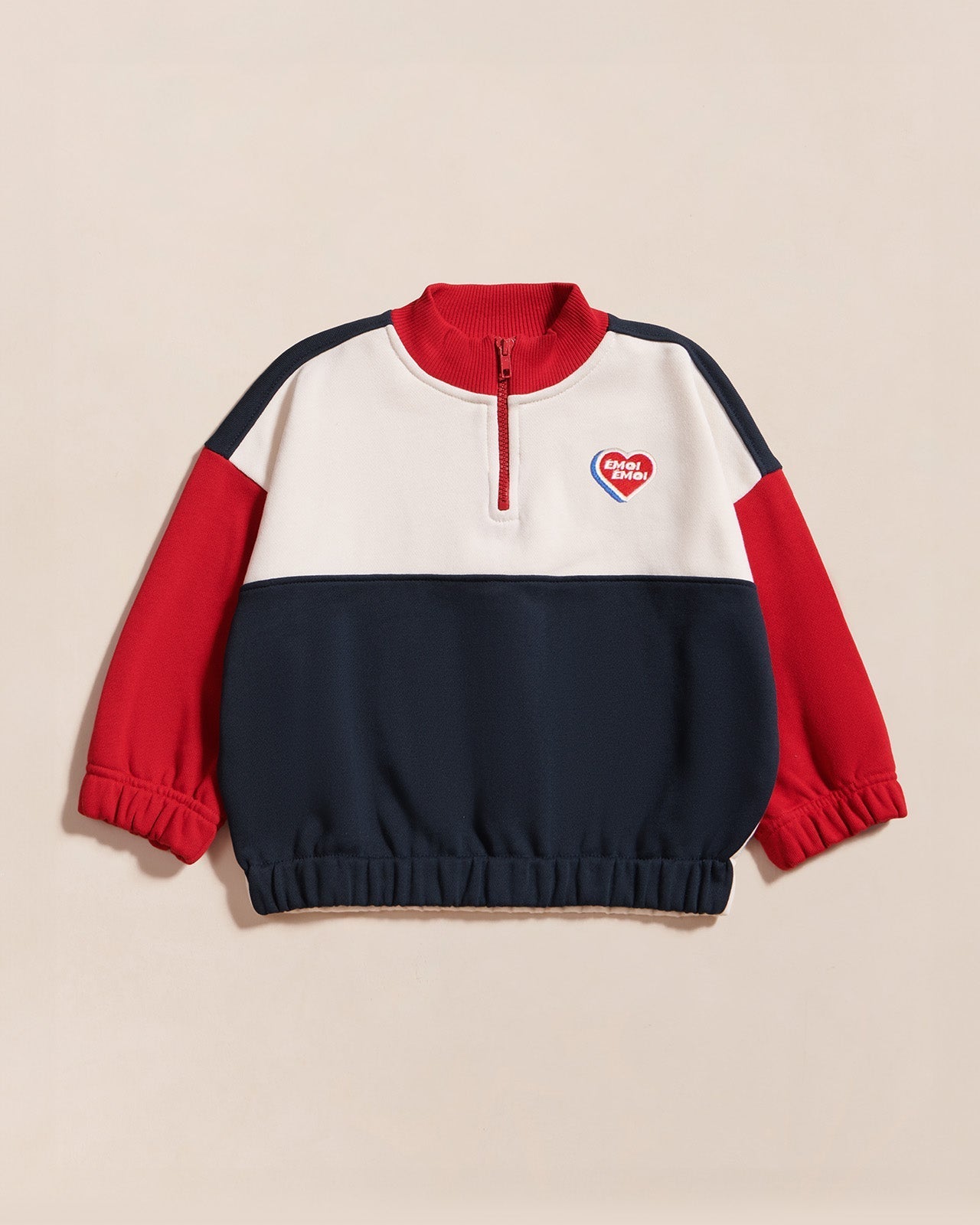 Le Sweat Sonny En Coton Bio Et Col Zippé - Bleu / Rouge