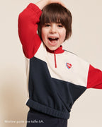 Le Sweat Sonny En Coton Bio Et Col Zippé - Bleu / Rouge
