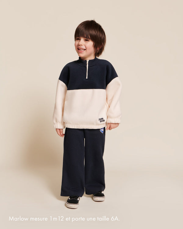 Le Pantalon Palou En Coton Bio Côtelé - Bleu Nuit