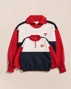 Le Sweat Sonny En Coton Bio Et Col Zippé - Bleu / Rouge