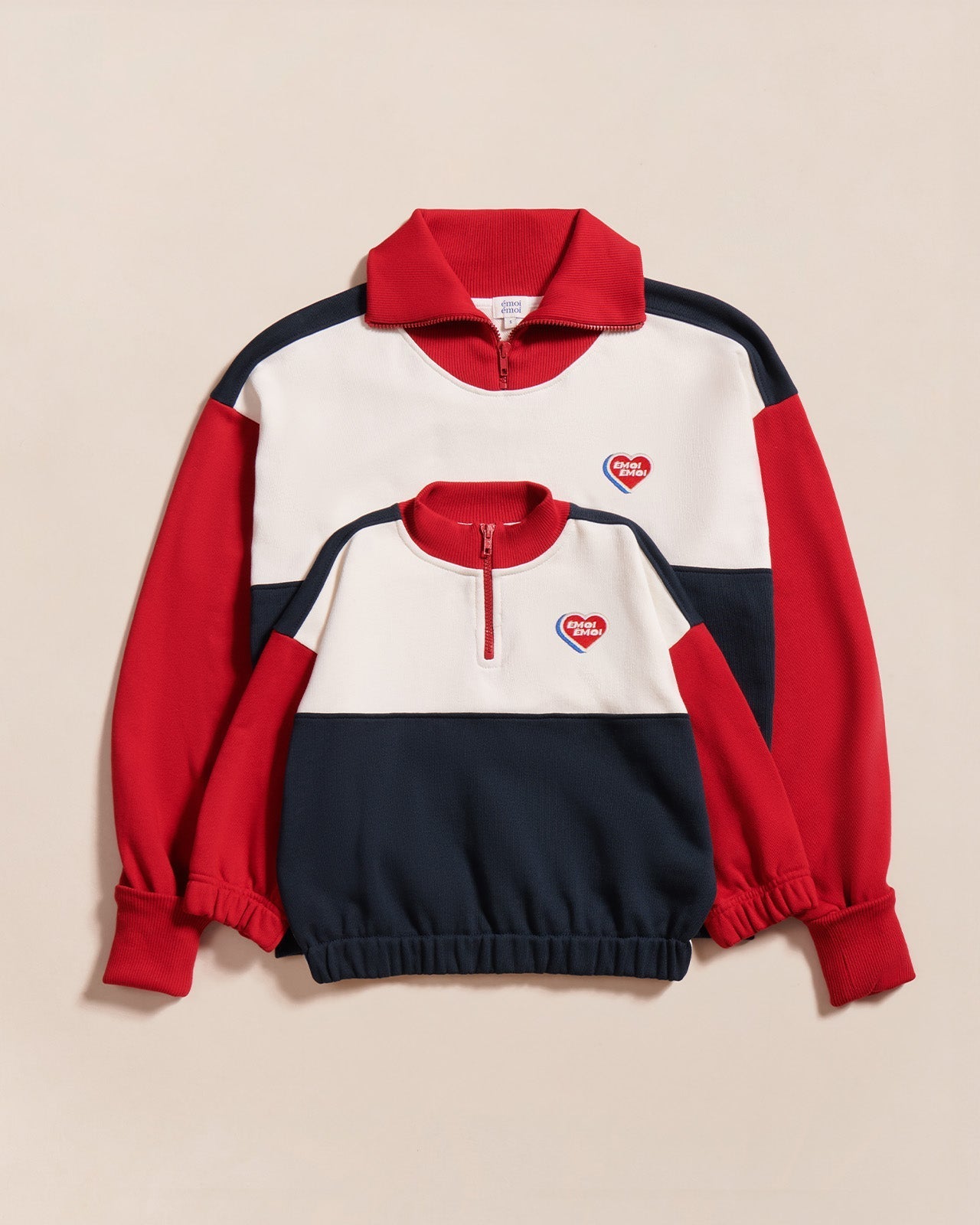 Le Sweat Sonny En Coton Bio Et Col Zippé - Bleu / Rouge