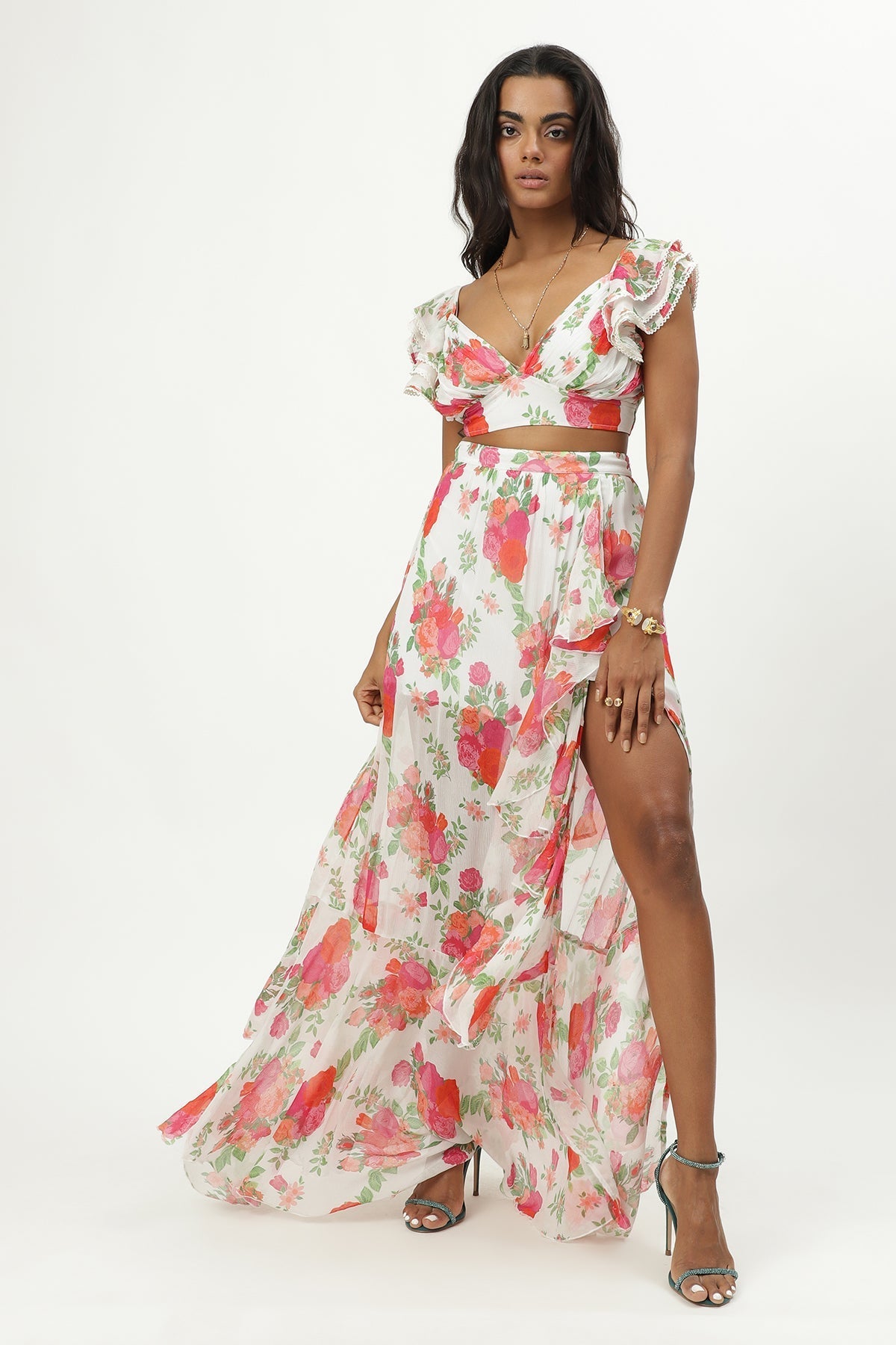Top Julie - Floral Blanc