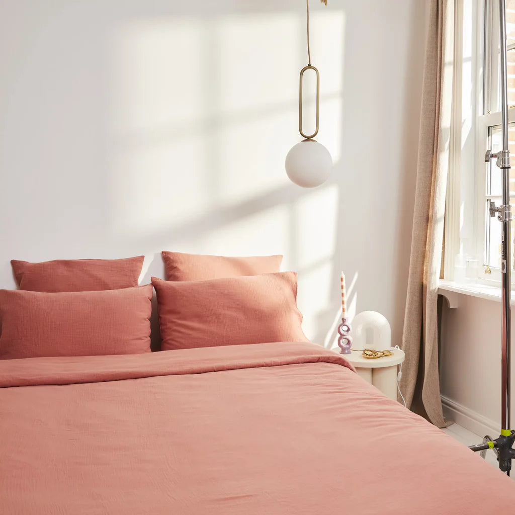Housses De Couette 100% Gaze De Coton - Rose