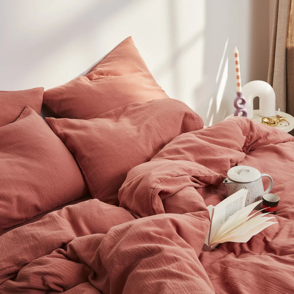 Housses De Couette 100% Gaze De Coton - Rose