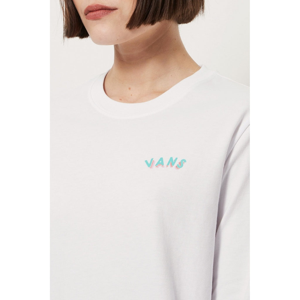 T-Shirt Dotty Check Ls Bf - Blanc - Femme