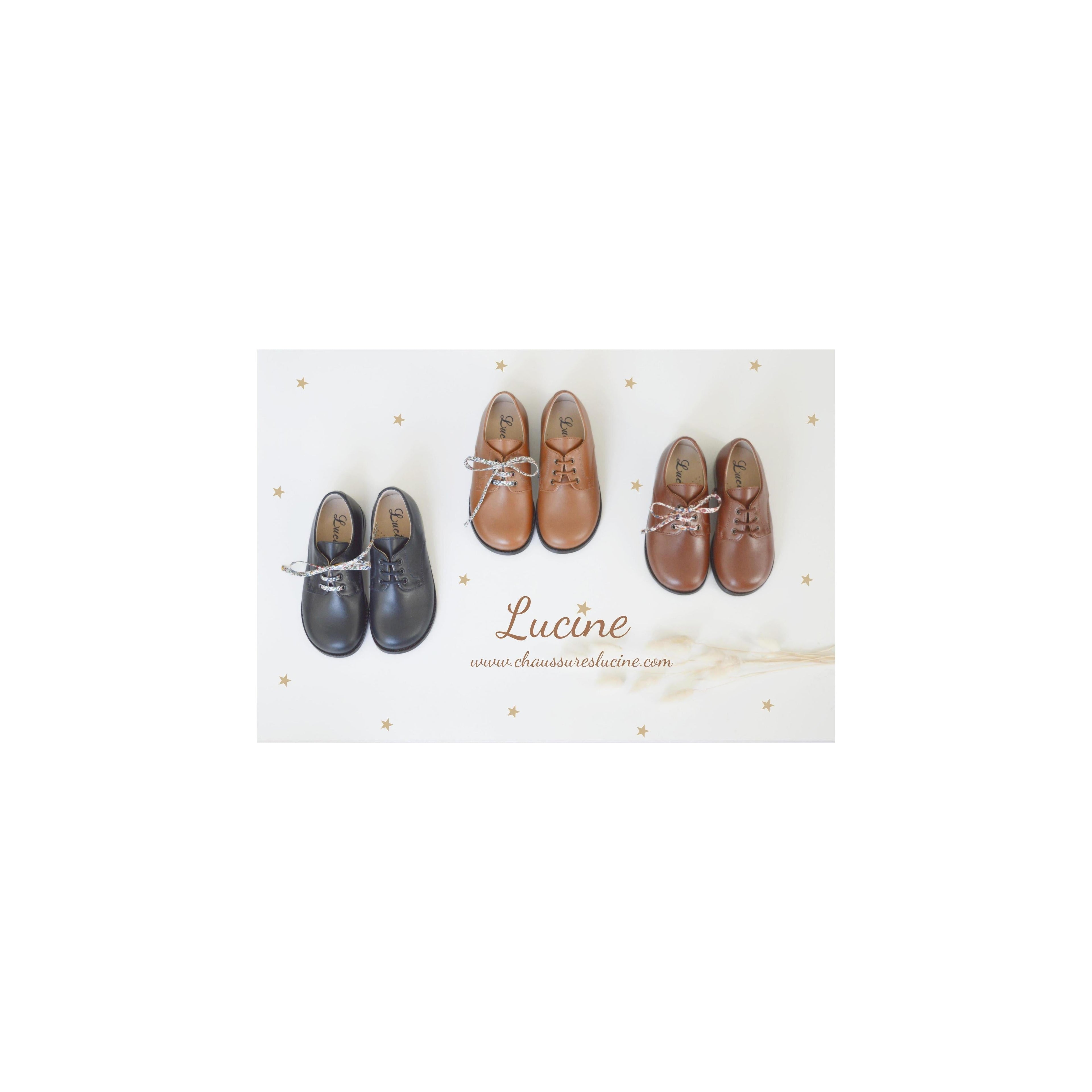 Chaussures Derbies Enfant Resistantes À Lacets Gaël - Cuir Cognac - Mixte