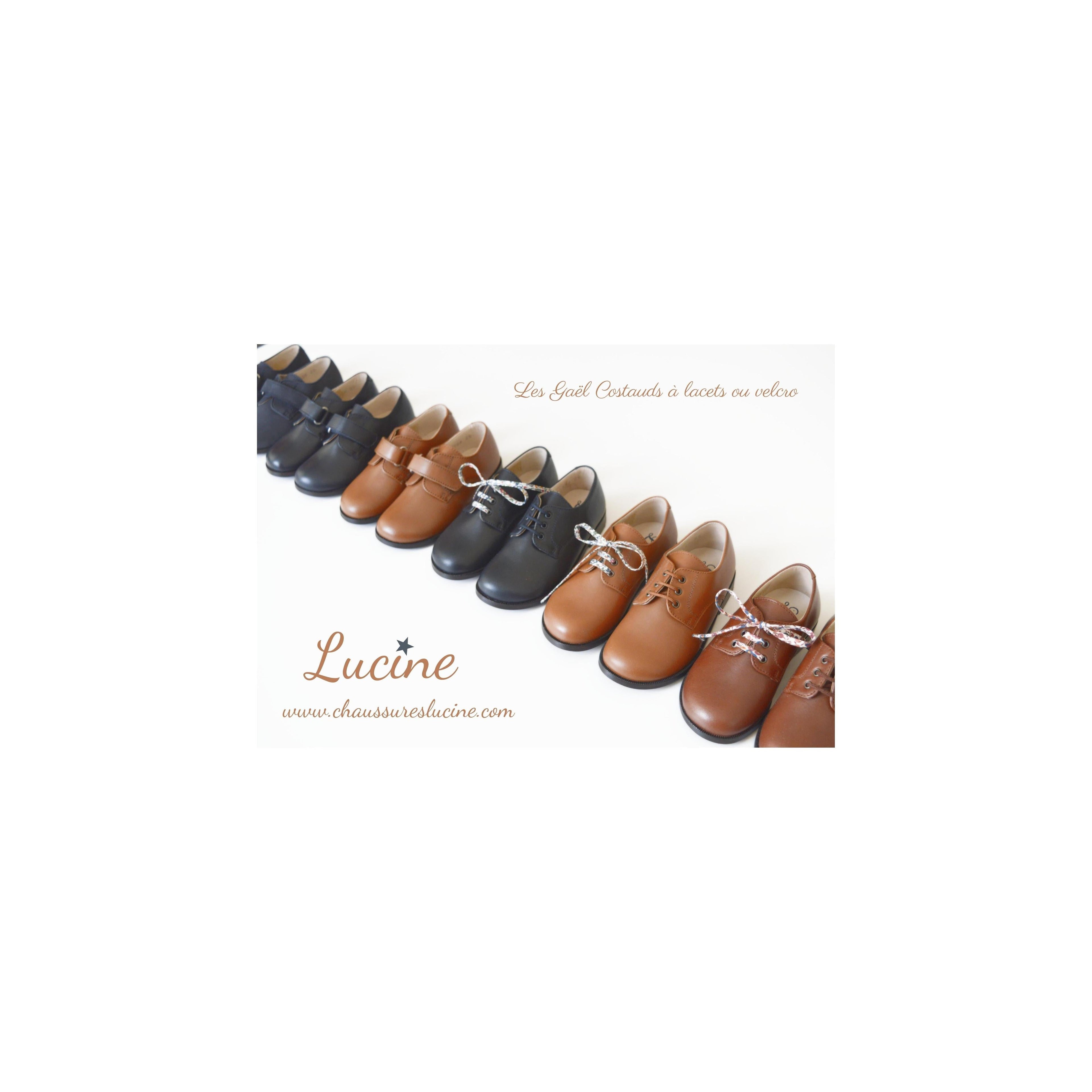 Chaussures Derbies Enfant Resistantes À Lacets Gaël - Cuir Cognac - Mixte