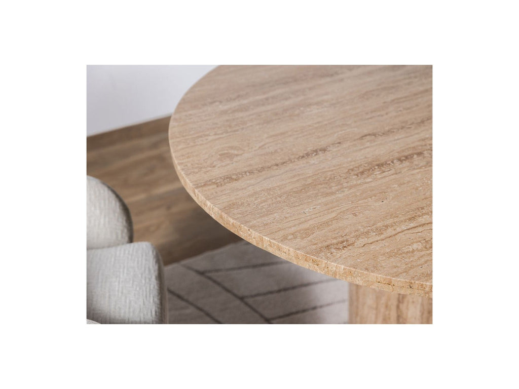 Boecia - Table À Manger Ronde - Travertin Naturel