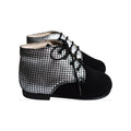 Chaussures Bottillon Fille À Lacets Gaïa - Cuir Noir Et Argent - Fille