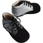 Chaussures Bottillon Fille À Lacets Gaïa - Cuir Noir Et Argent - Fille