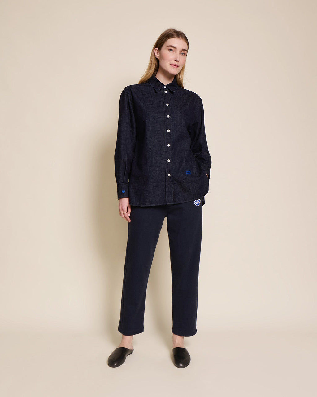 Le Pantalon Phoenix Unisexe En Coton Bio Côtelé - Bleu Nuit