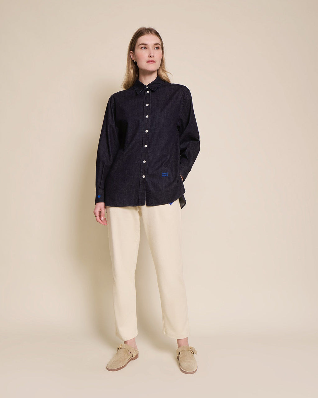 Le Pantalon Phoenix Unisexe En Coton Bio Côtelé - Craie