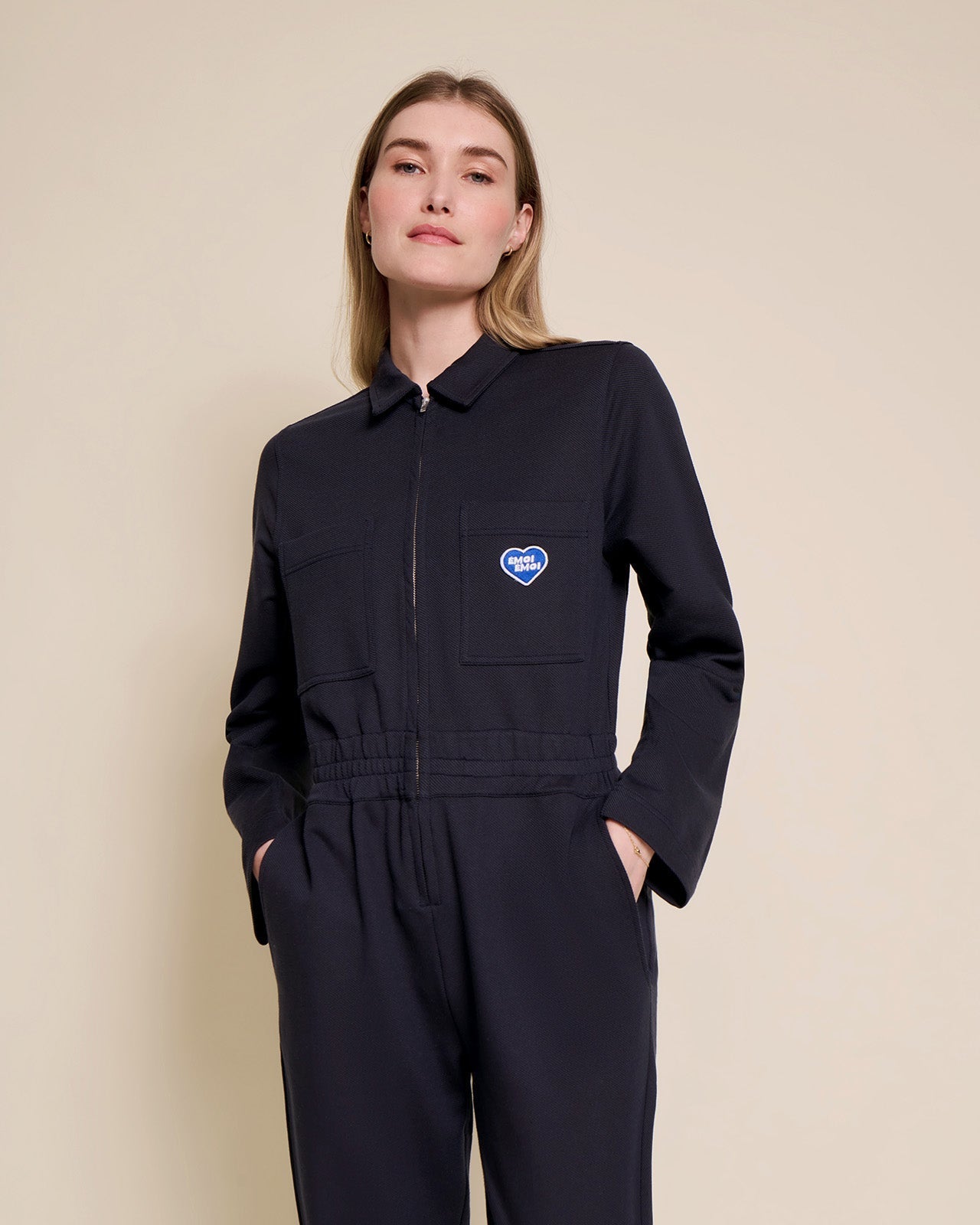 La Combipantalon Salomé En Coton Bio - Bleu Nuit