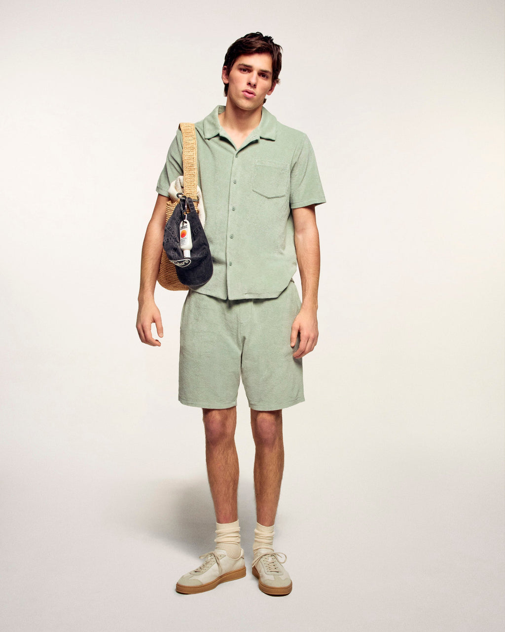 Chemise Manches Courtes En Éponge - Sage Green