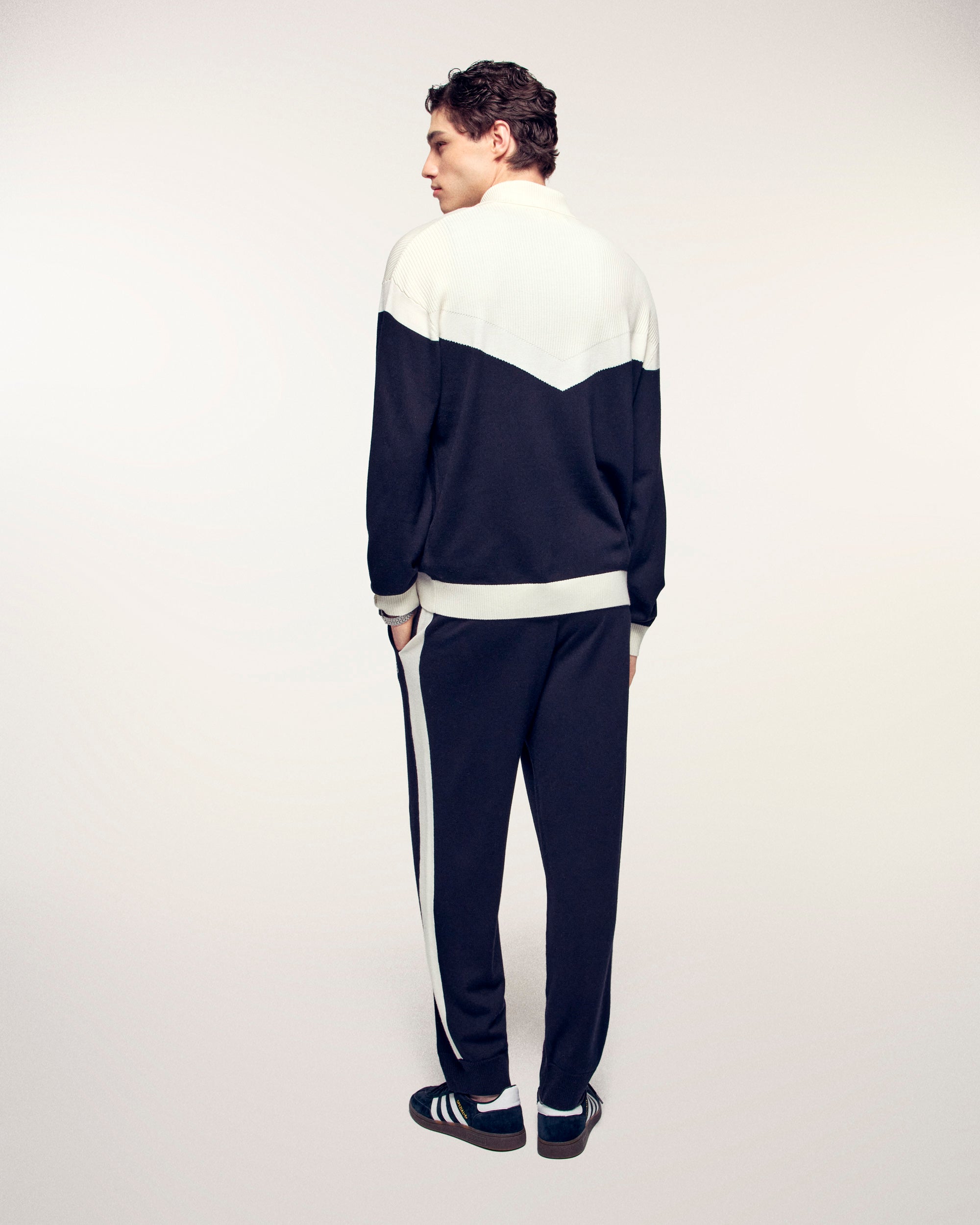Pull Gilet Bicolore Broderie "Ff"