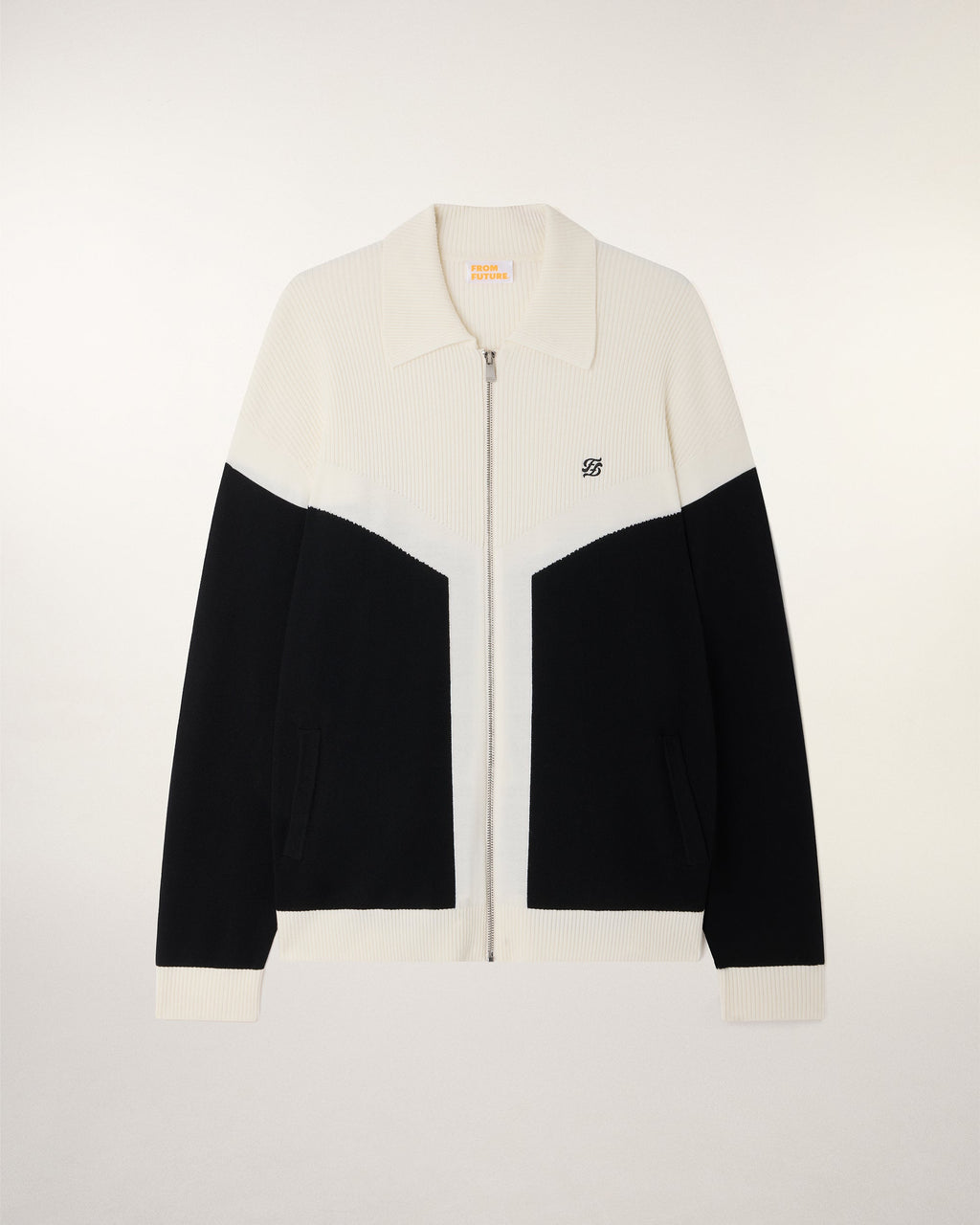Pull Gilet Bicolore Broderie "Ff"