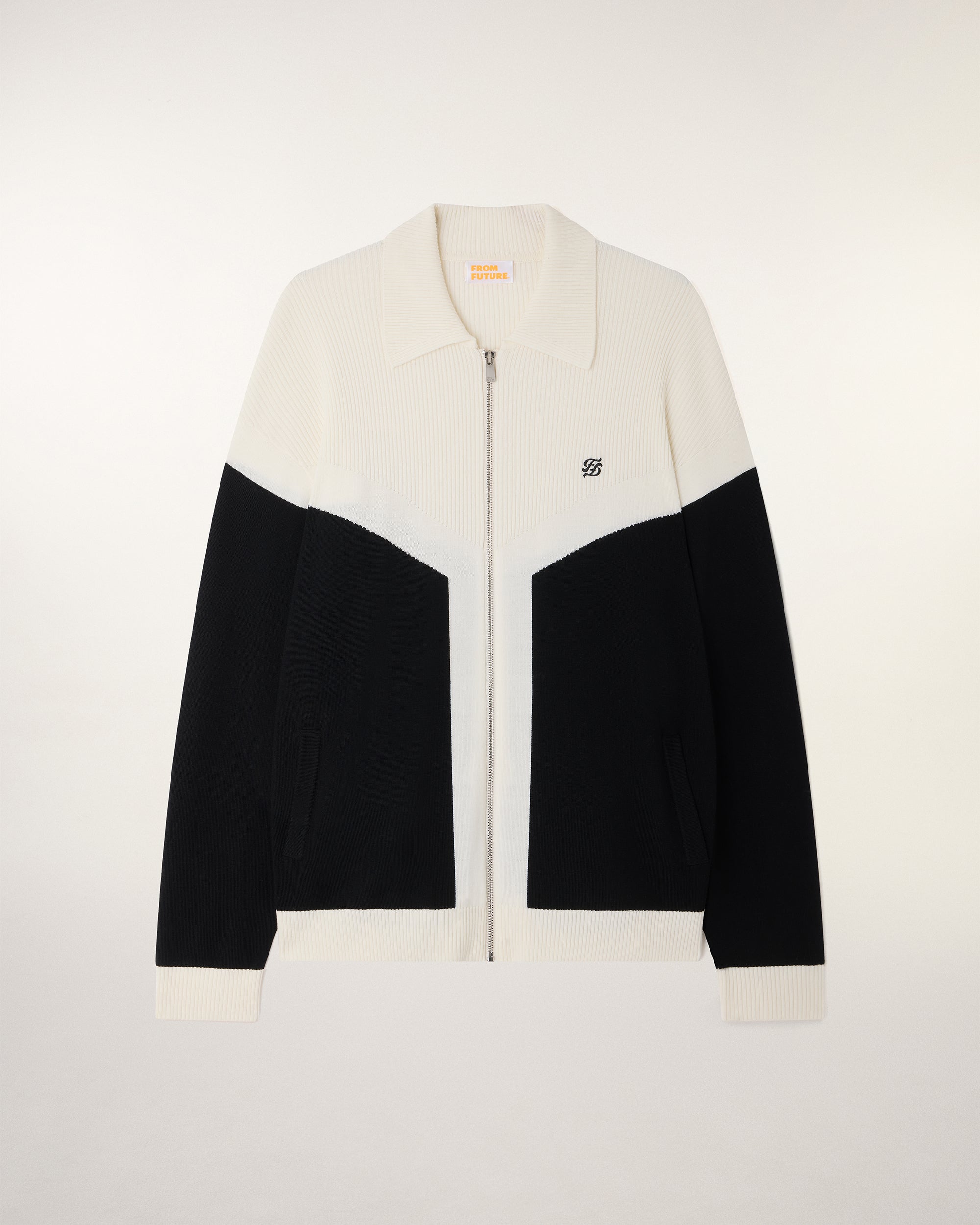 Pull Gilet Bicolore Broderie "Ff"