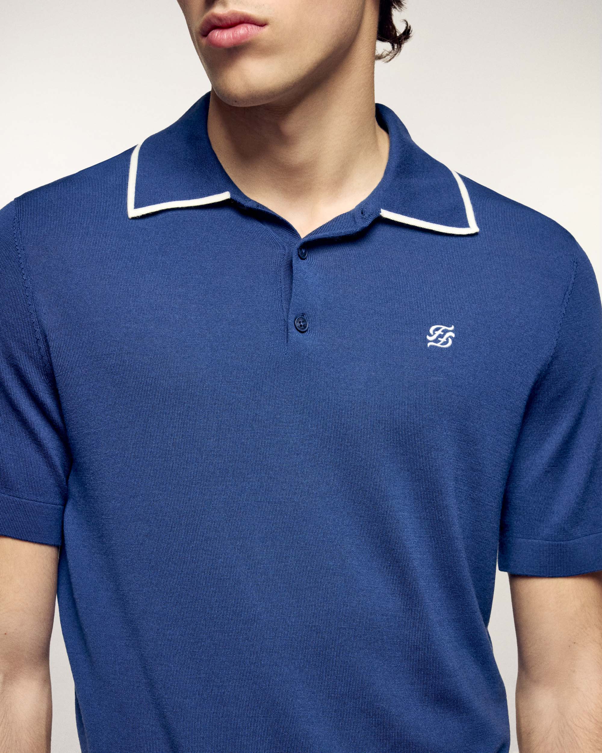 Pull Col Polo À Broderie "Future"