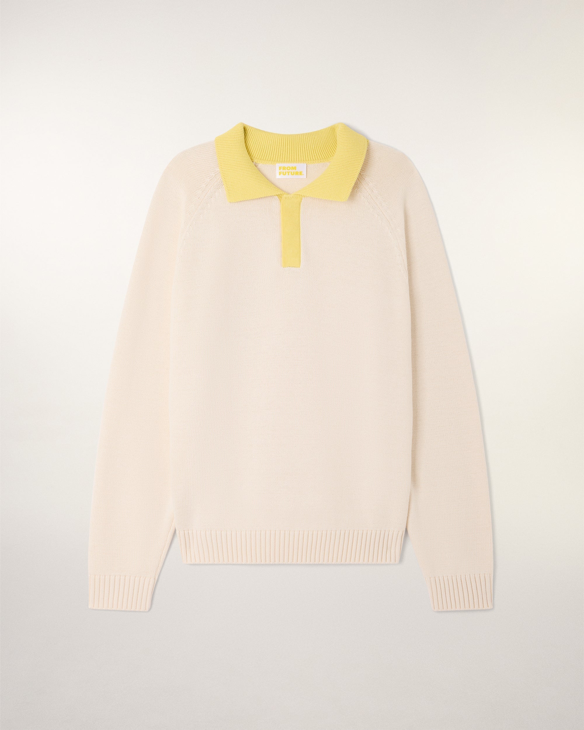 Pull Col Polo Manches Raglan - Ecru