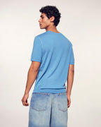 Pull Col Rond Manches Courtes - Intense Blue