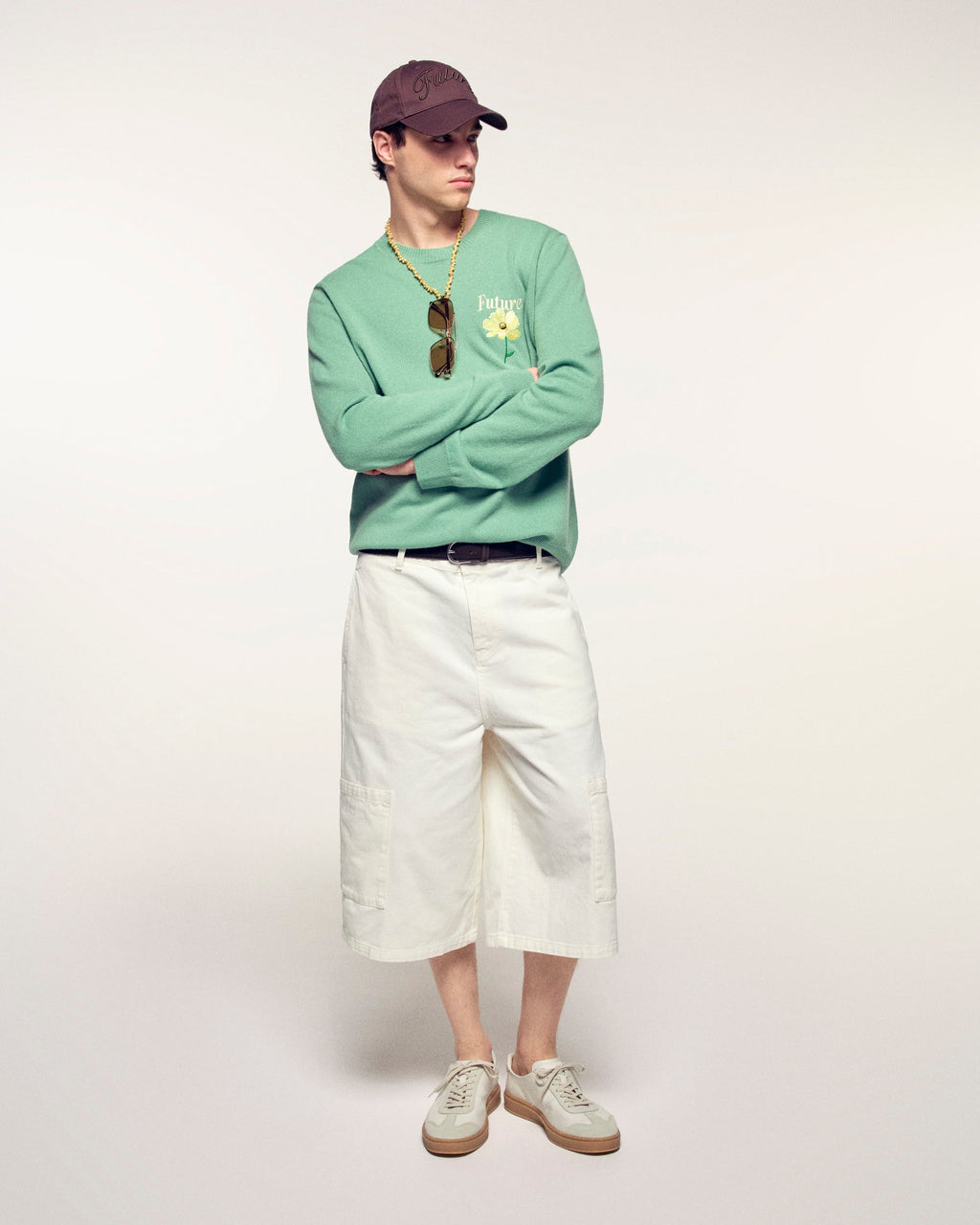 Pull Col Rond Motif Jacquard Et Broderie