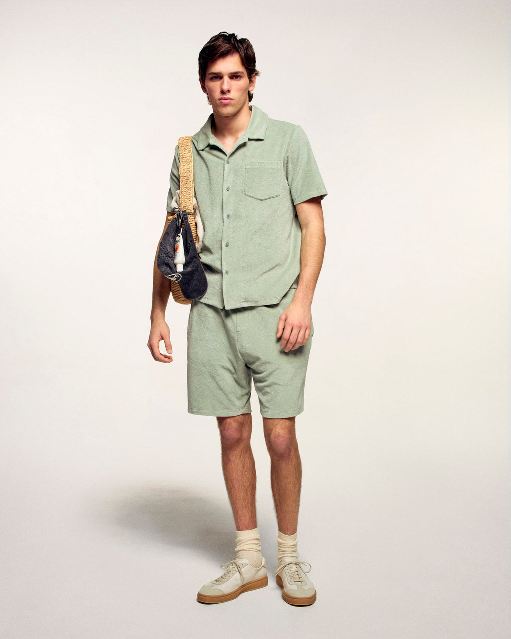 Short Bermuda En Éponge - Sage Green