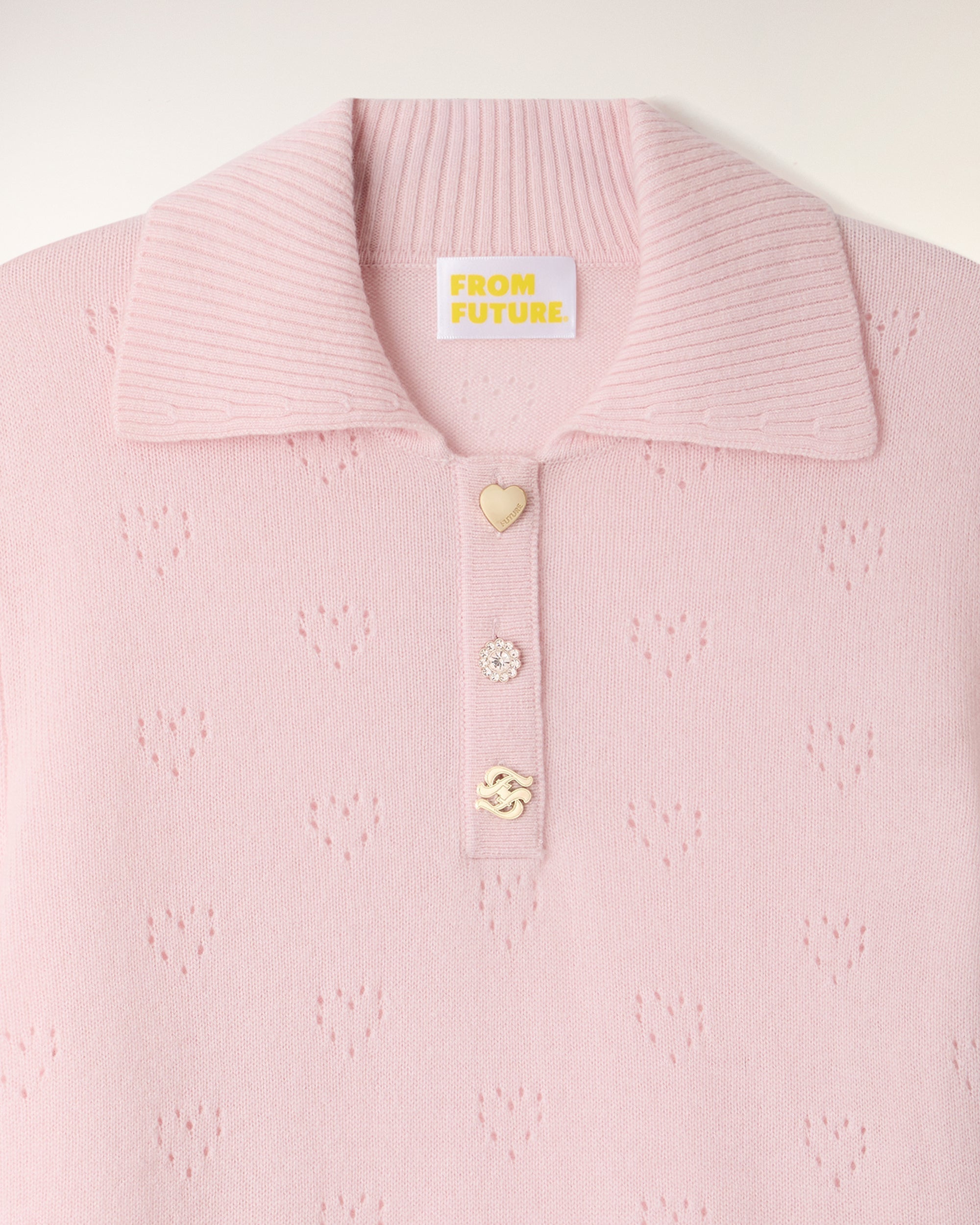 Pull Col Polo Ajouré Cœur