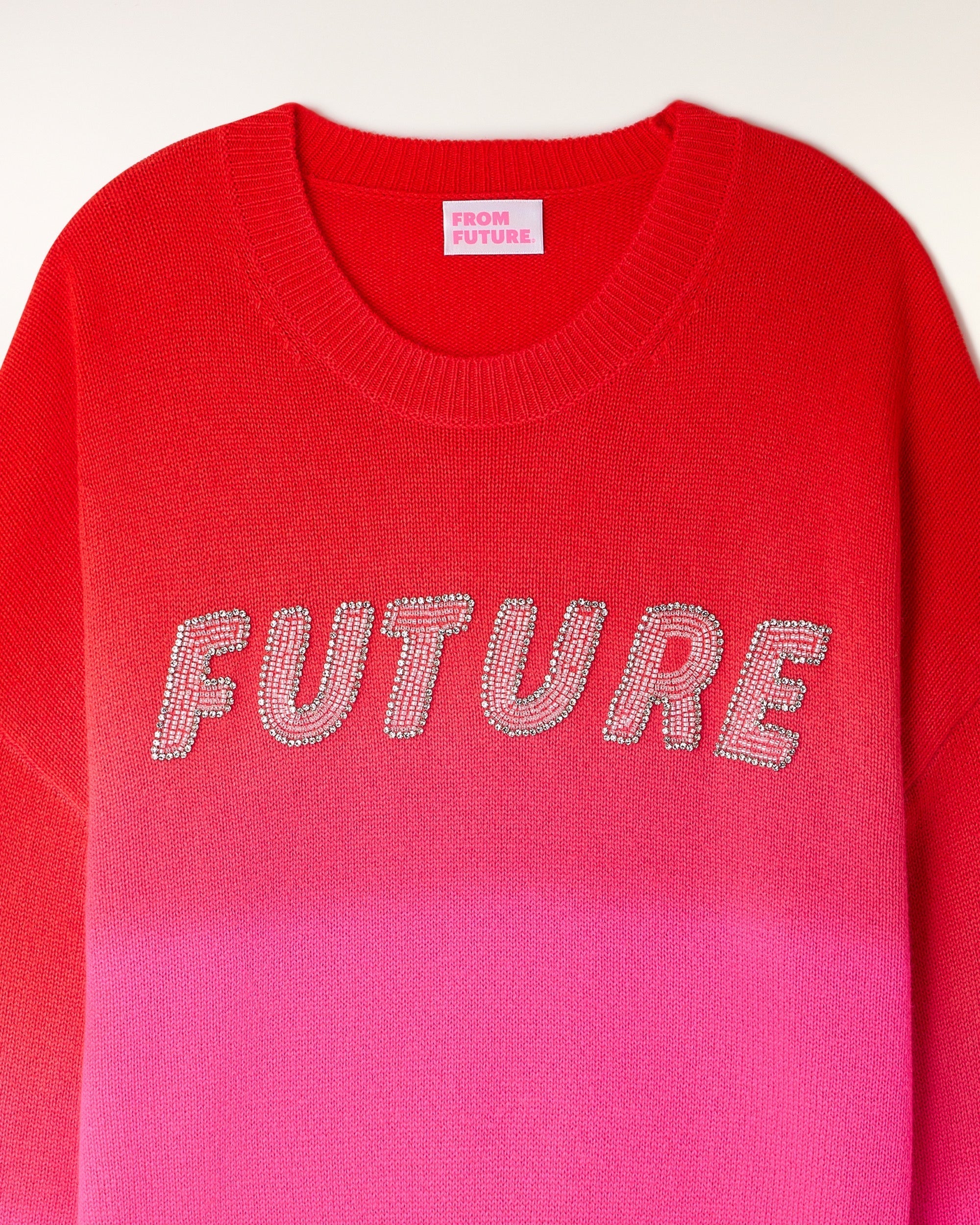 Pull Col Rond Dip Dye À Broderies En Perles "Future"