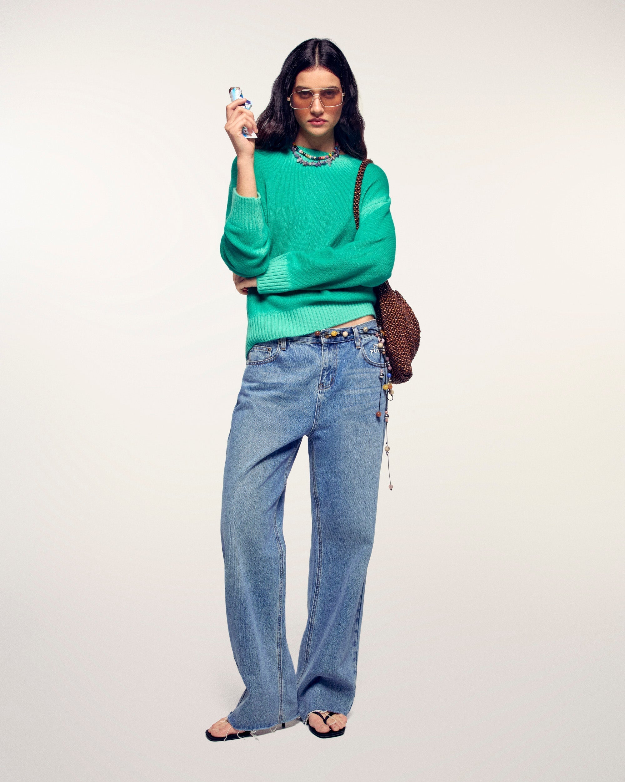 Pull Col Rond Effet Spray