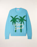 Pull Col Rond Motif Palmiers