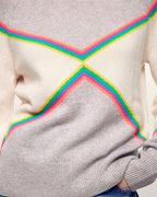 Pull Col Rond Bandes Multicolores