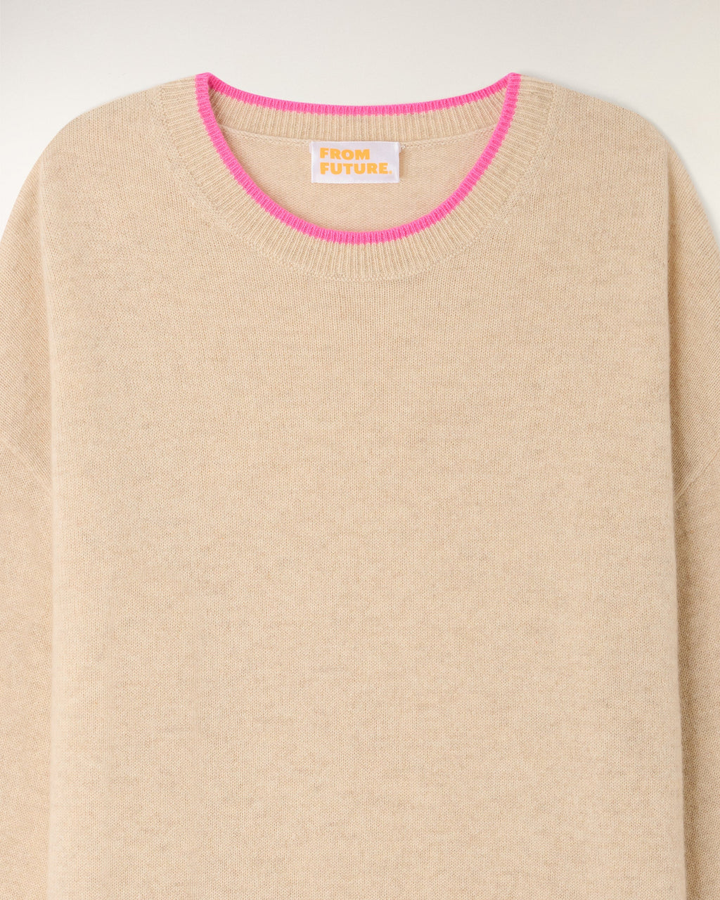 Pull Col Rond à Motifs Cœurs - Beige Chiné