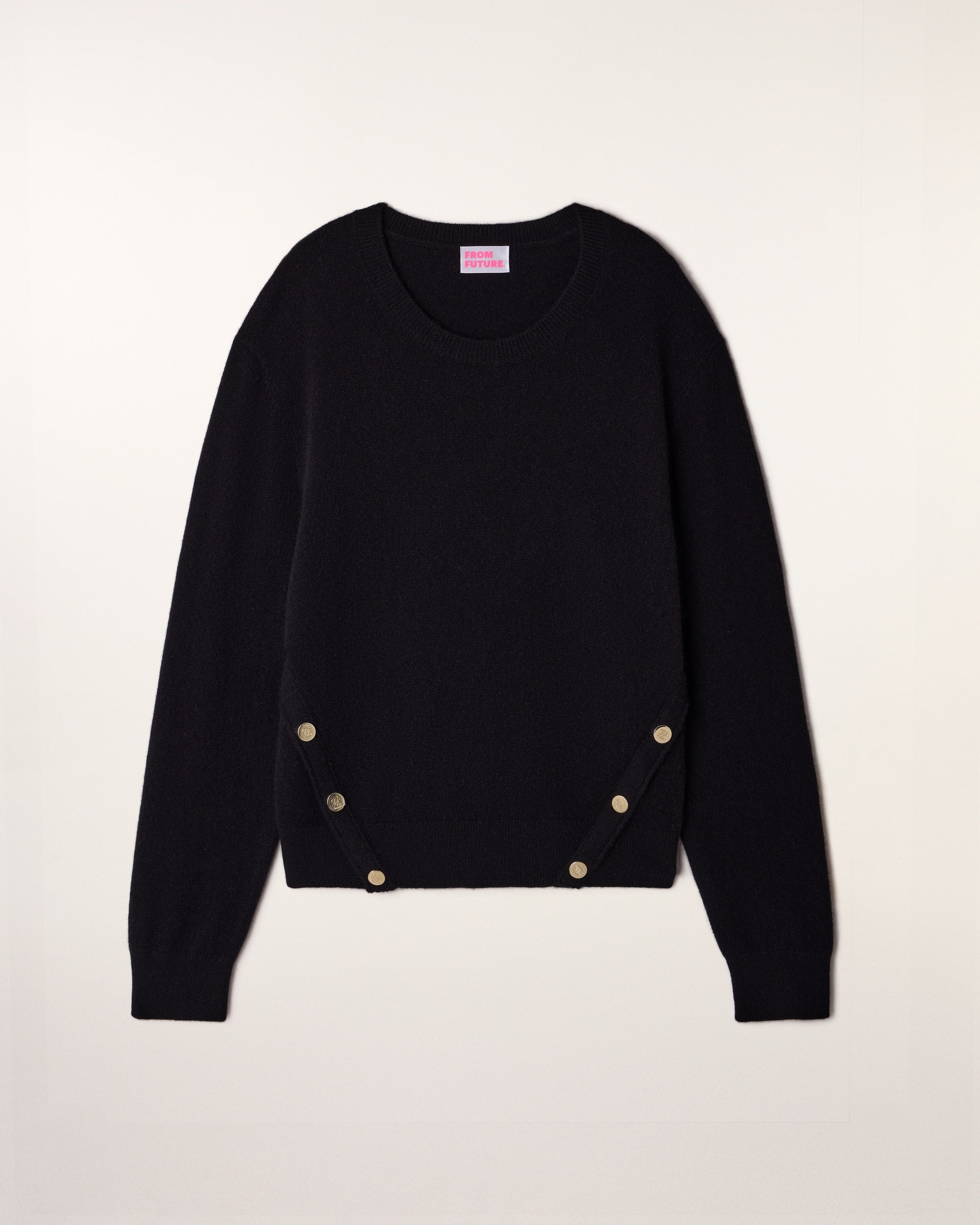 Pull Col Rond Boutons Dorés Ff