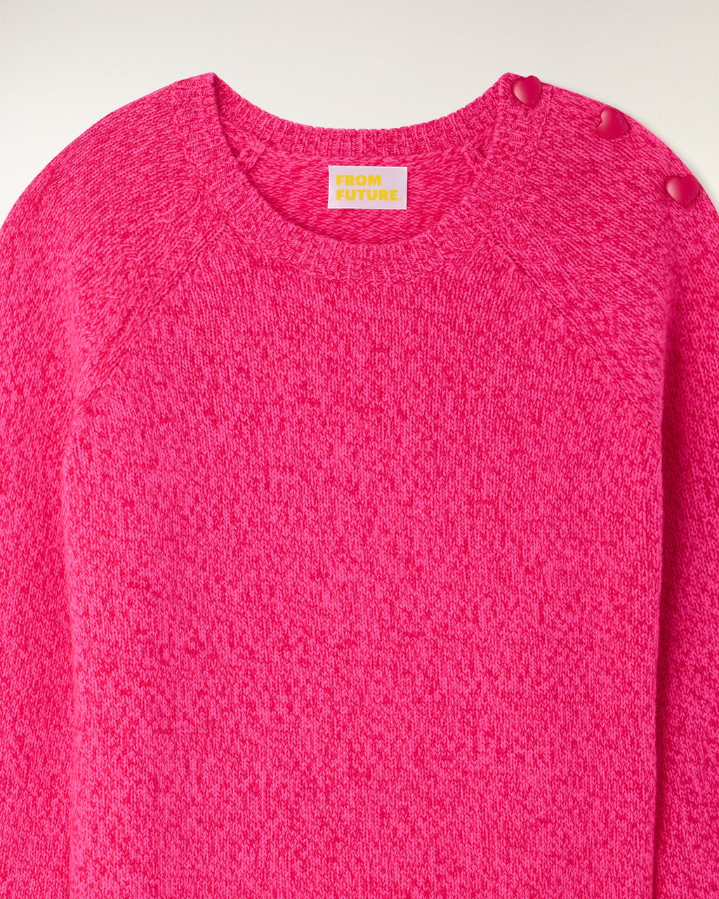 Pull Col Rond Boutons Cœur