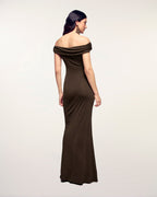 Robe Longue Bardot Drapé