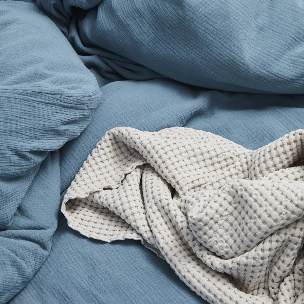 Housses De Couette 100% Gaze De Coton - Bleu